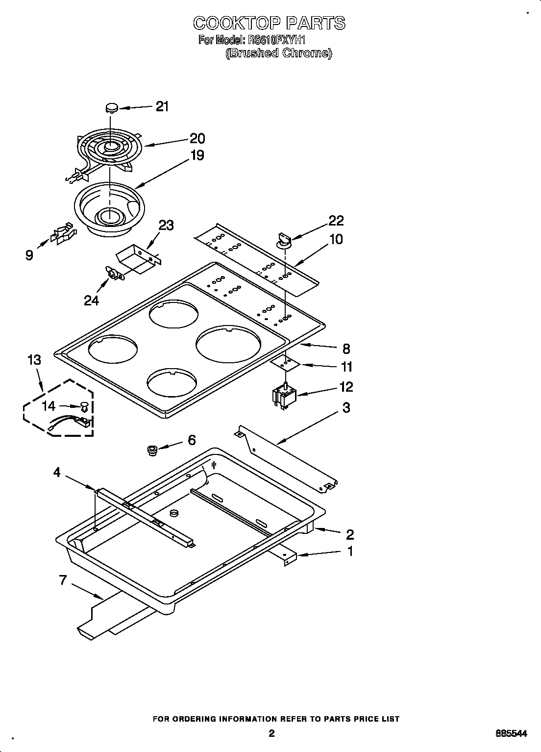Whirlpool RS610PXYH1 cooktop diagram
