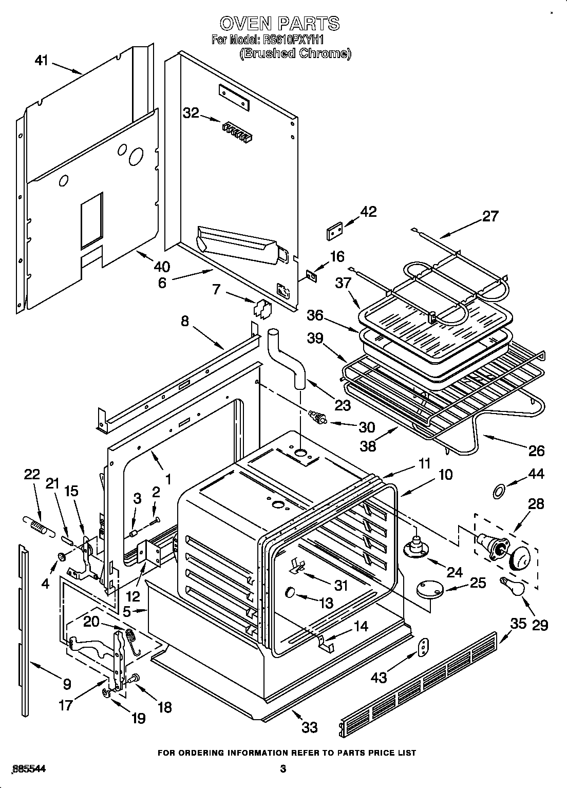 Whirlpool RS610PXYH1 oven diagram