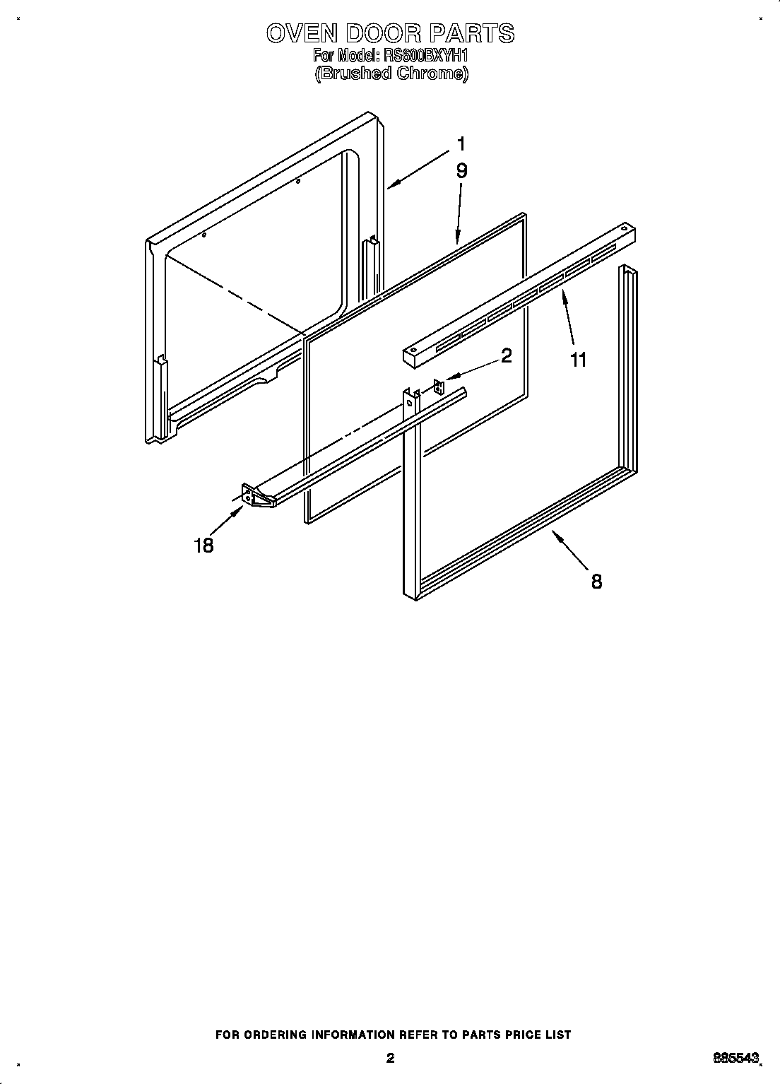 Whirlpool RS600BXYH1 oven door diagram