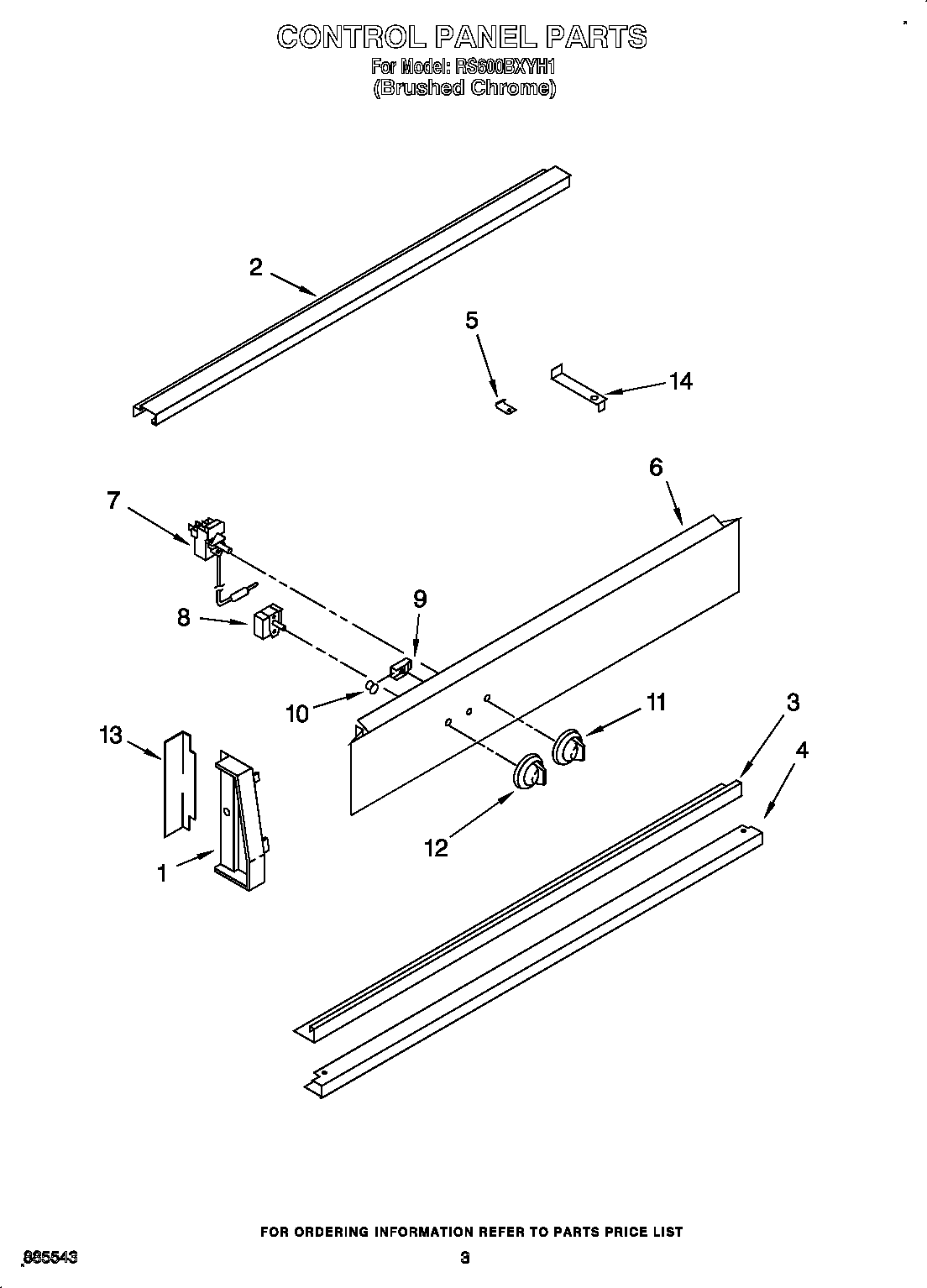 Whirlpool RS600BXYH1 control panel diagram