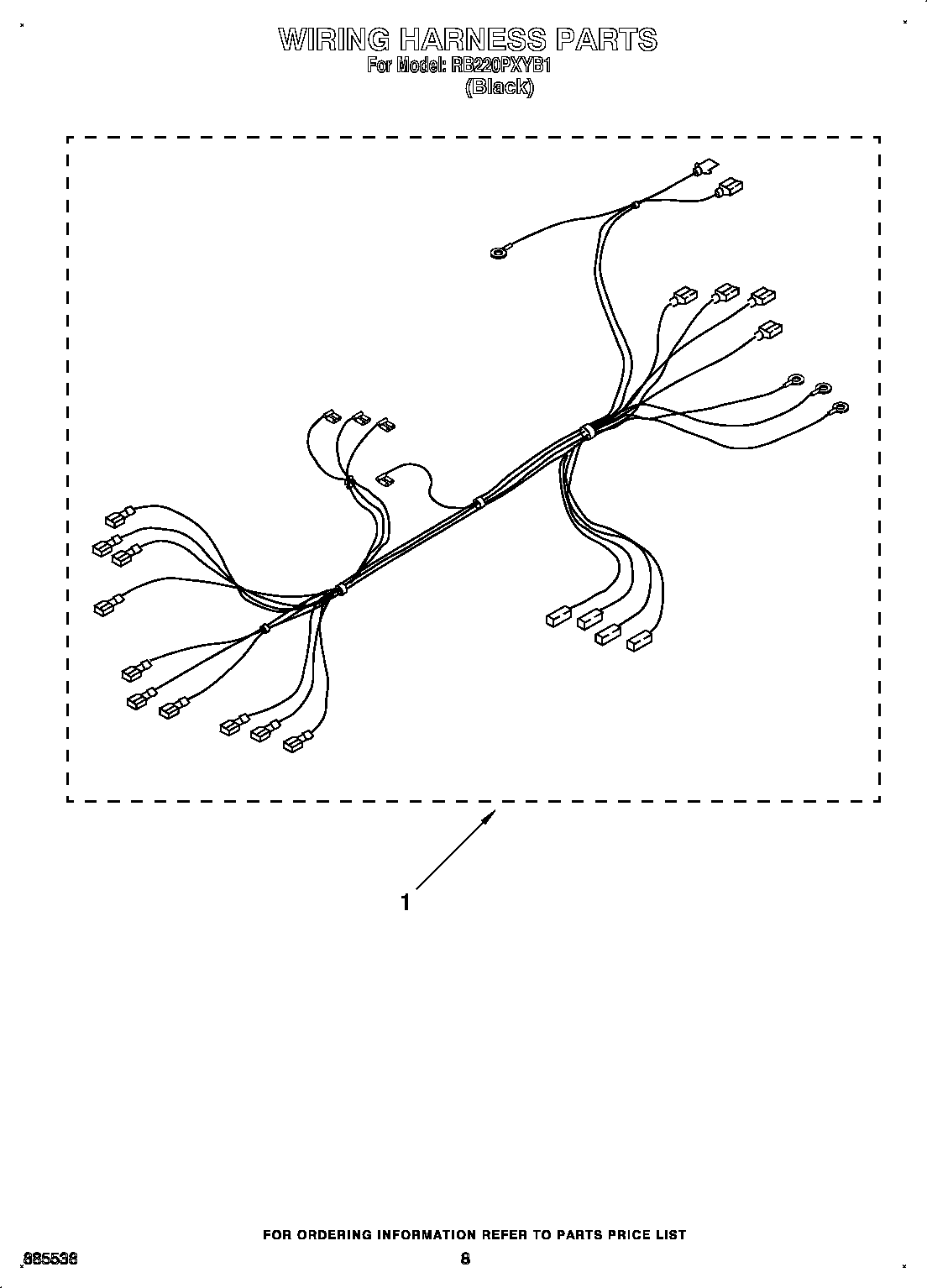 Whirlpool RB220PXYB1 wiring harness diagram