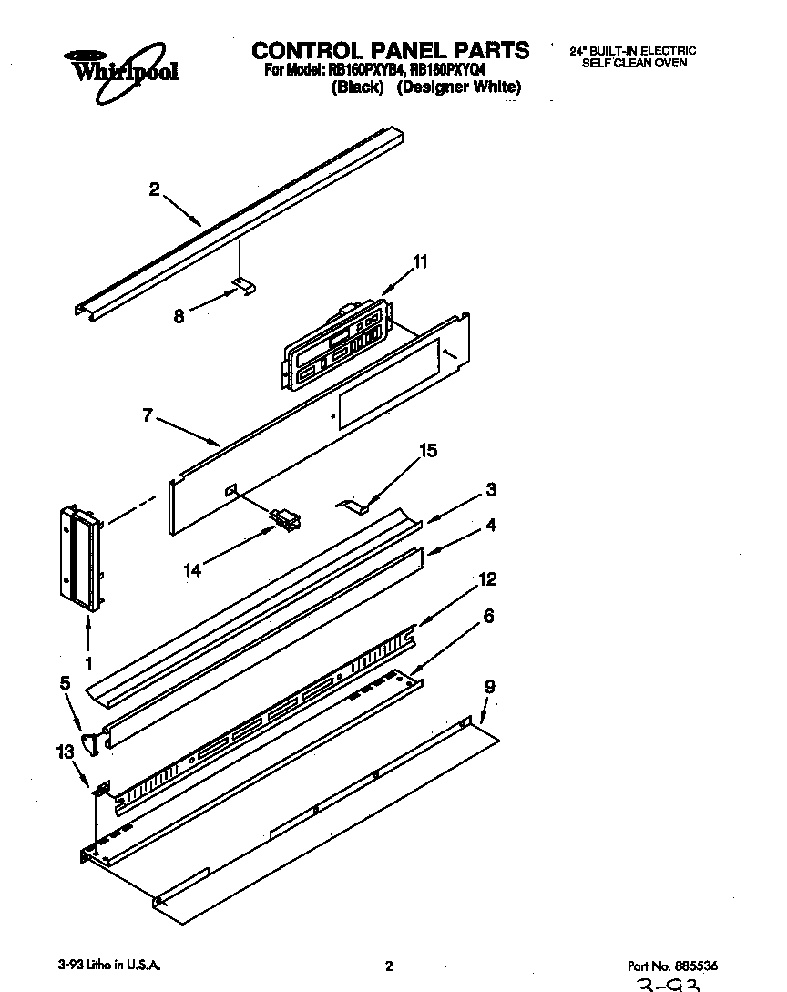 Whirlpool RB160PXYB4 control panel diagram