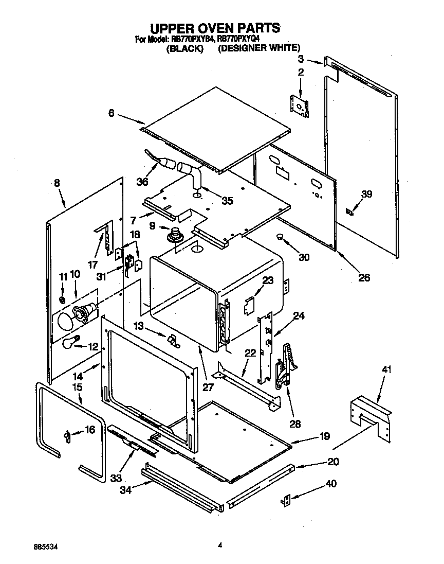 Whirlpool RB770PXYB4 upper oven diagram