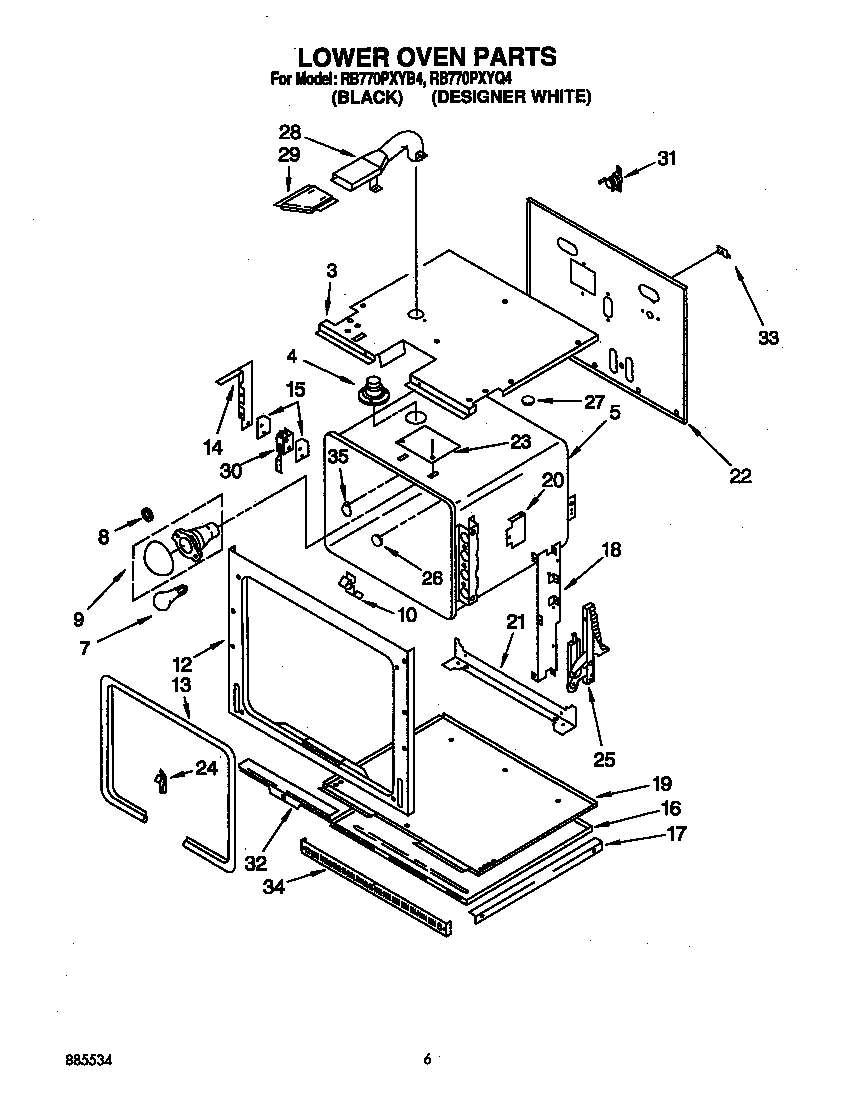 Whirlpool RB770PXYB4 lower oven diagram