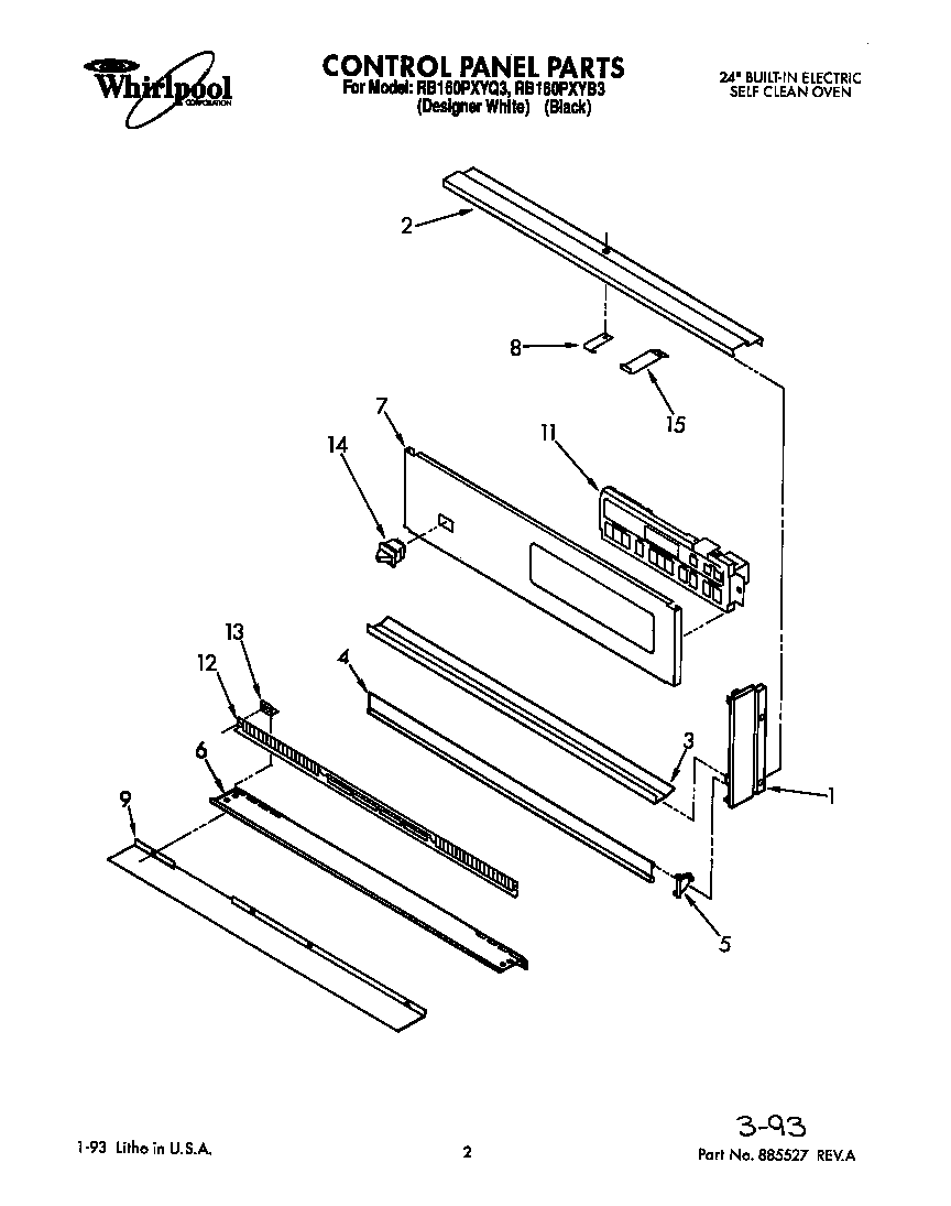 Whirlpool RB160PXYQ3 control panel diagram