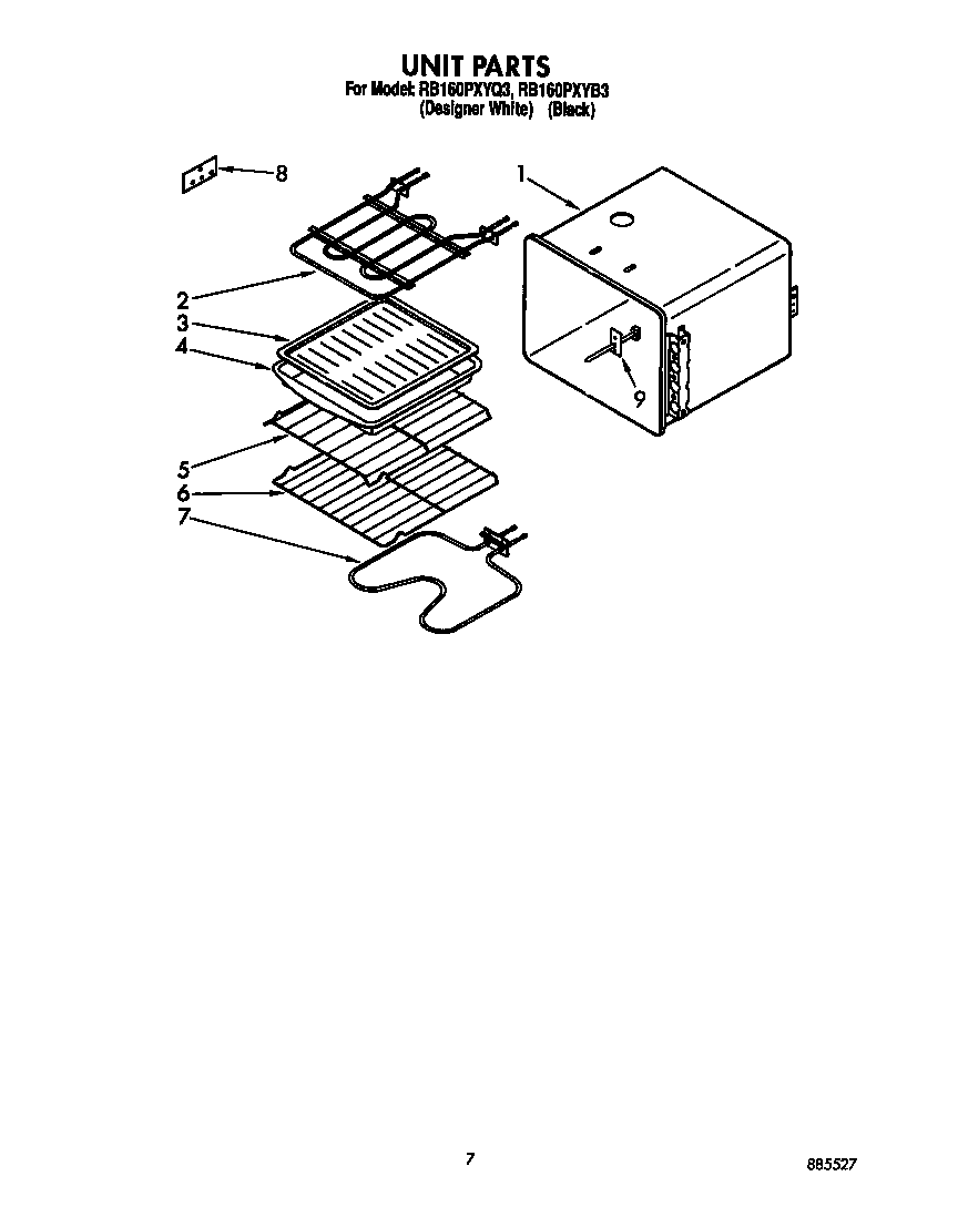 Whirlpool RB160PXYQ3 unit diagram