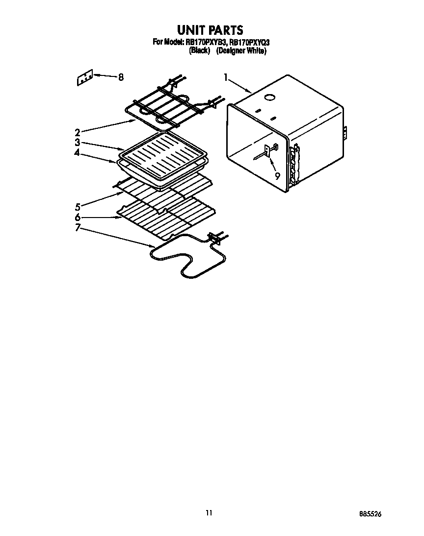Whirlpool RB170PXYB3 unit diagram