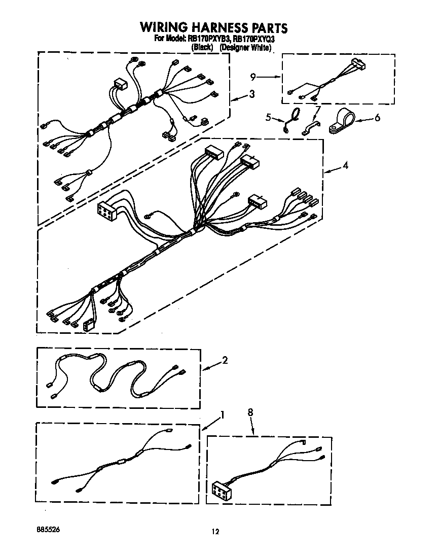 Whirlpool RB170PXYB3 wiring harness diagram