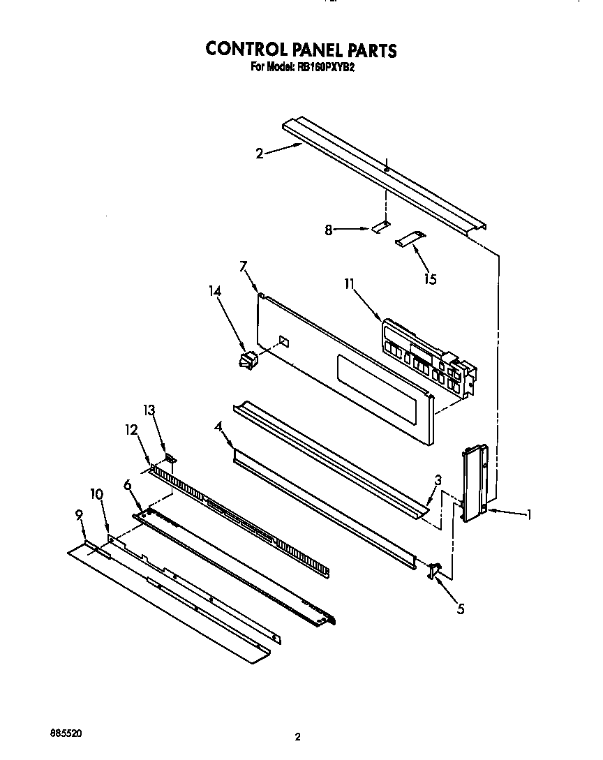 Whirlpool RB160PXYB2 control panel diagram