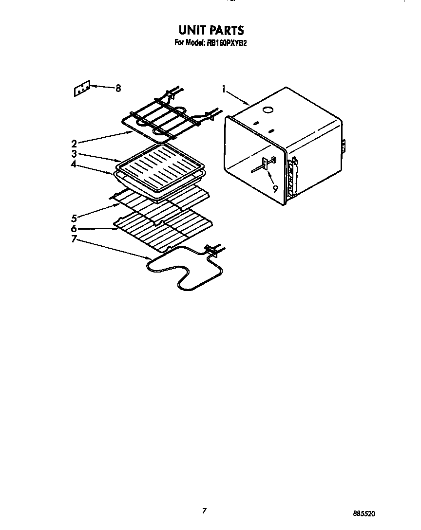 Whirlpool RB160PXYB2 unit diagram