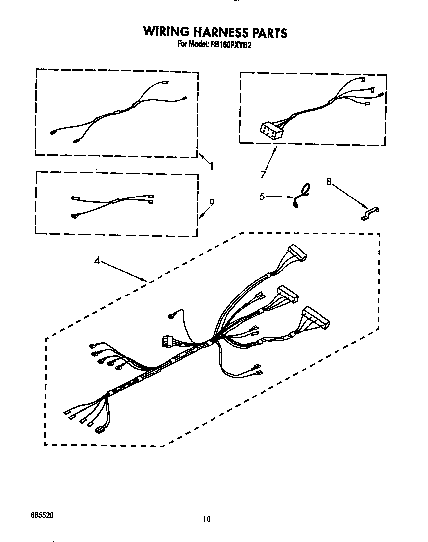 Whirlpool RB160PXYB2 wiring harness diagram