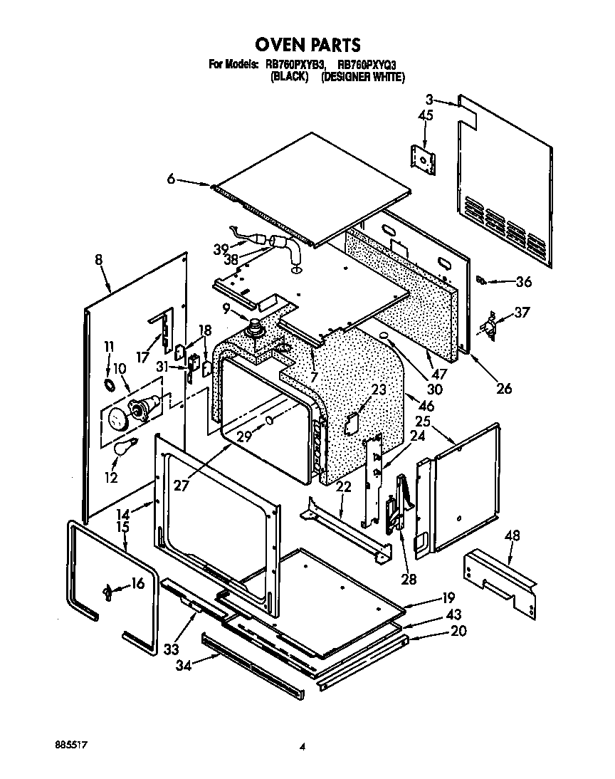 Whirlpool RB760PXYB3 oven diagram
