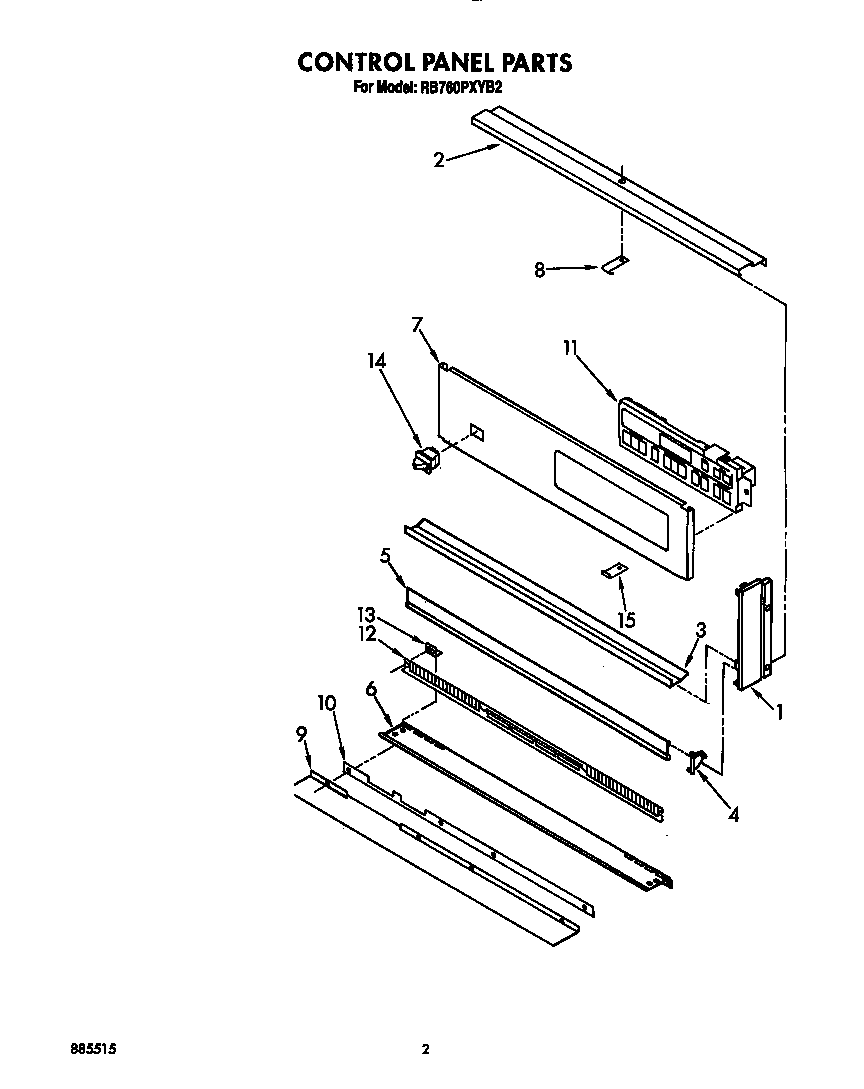 Whirlpool RB760PXYB2 control panel diagram