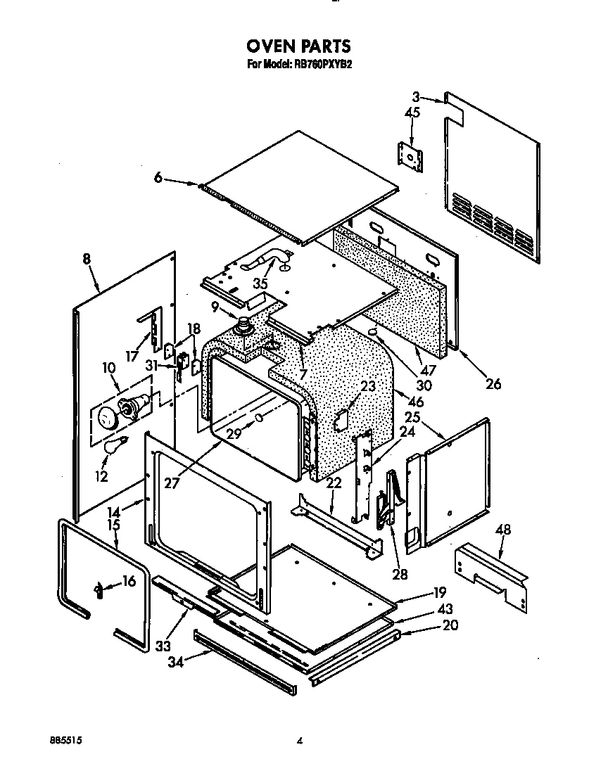 Whirlpool RB760PXYB2 oven diagram