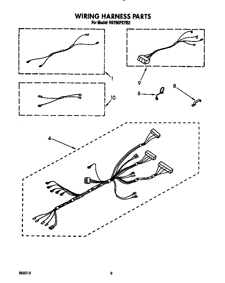 Whirlpool RB760PXYB2 wiring harness diagram