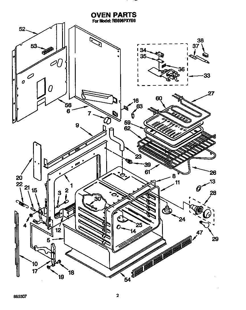 Whirlpool RS696PXYB0 oven diagram