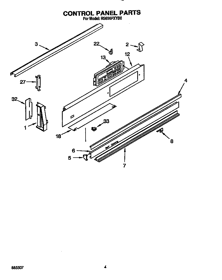Whirlpool RS696PXYB0 control panel diagram