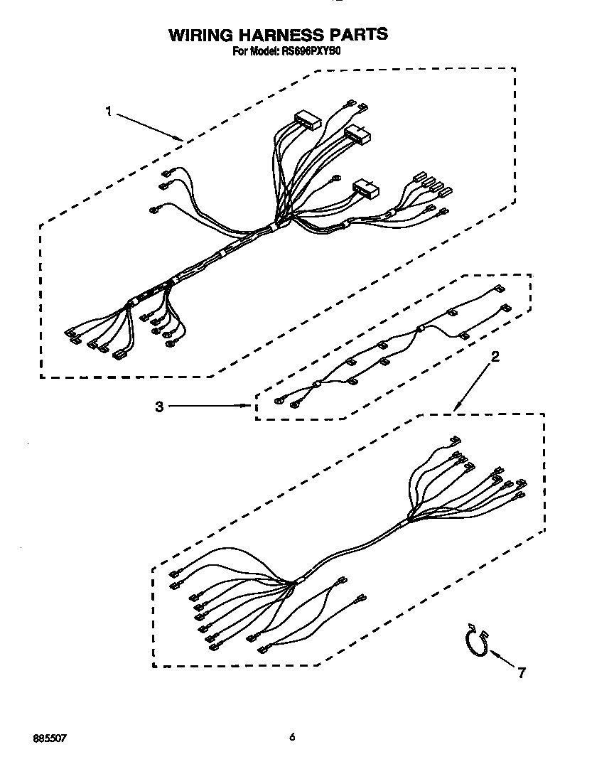 Whirlpool RS696PXYB0 wiring harness diagram