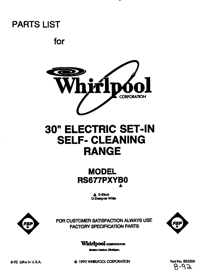Whirlpool RS677PXYB0 front cover diagram