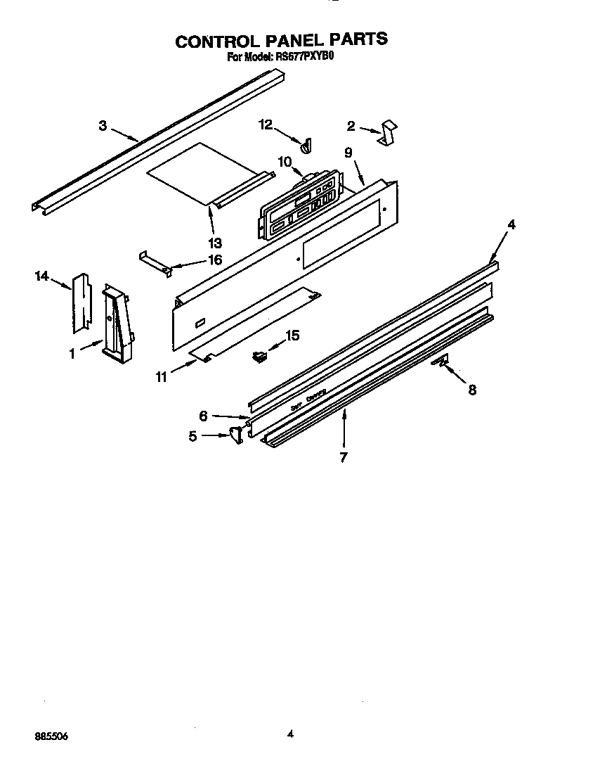 Whirlpool RS677PXYB0 control panel diagram