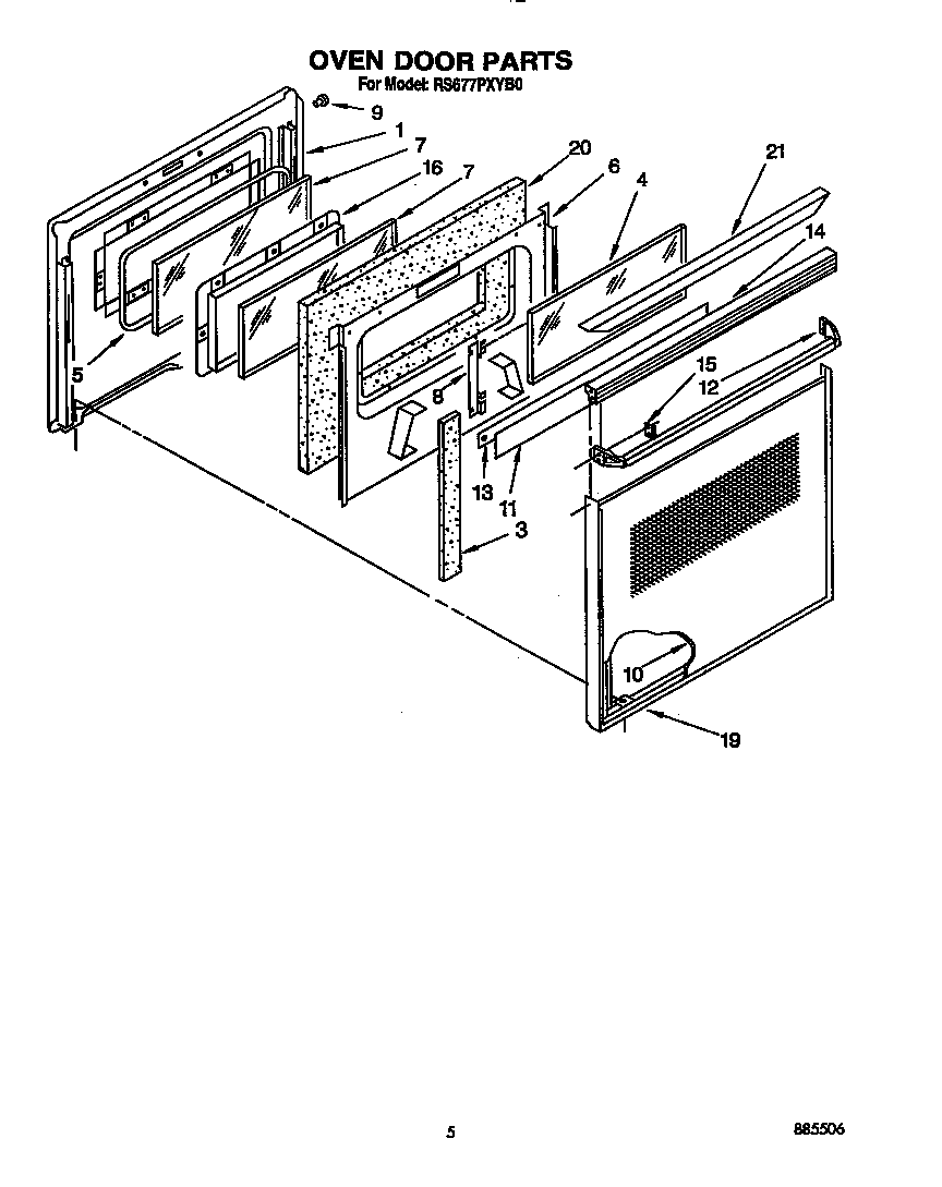 Whirlpool RS677PXYB0 oven door diagram