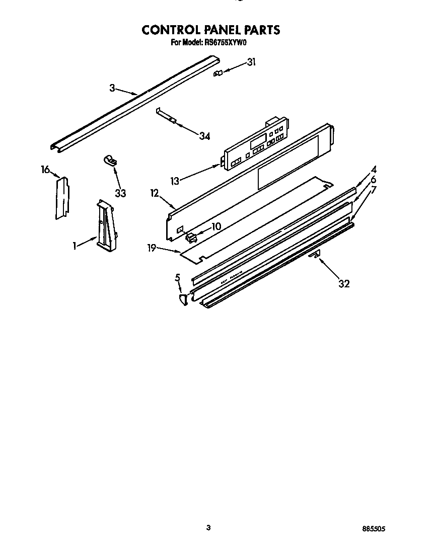 Whirlpool RS6755XYW0 control panel diagram