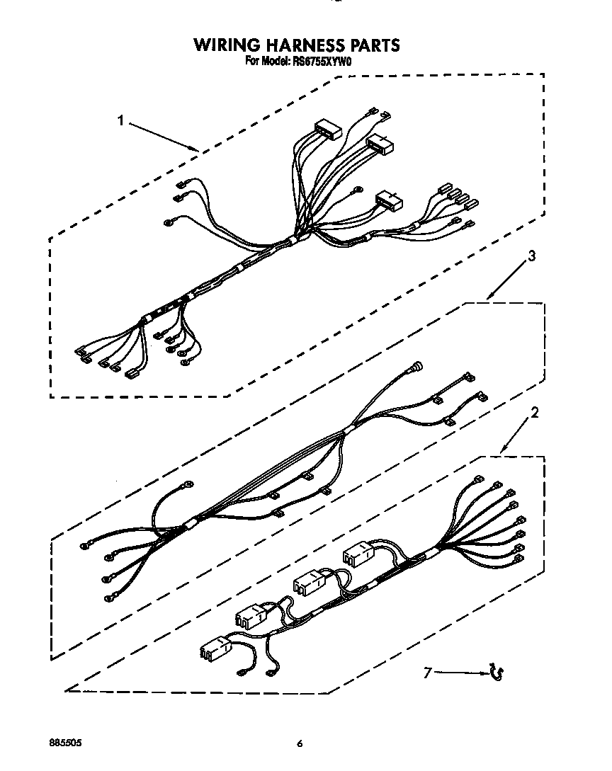 Whirlpool RS6755XYW0 wiring harness diagram