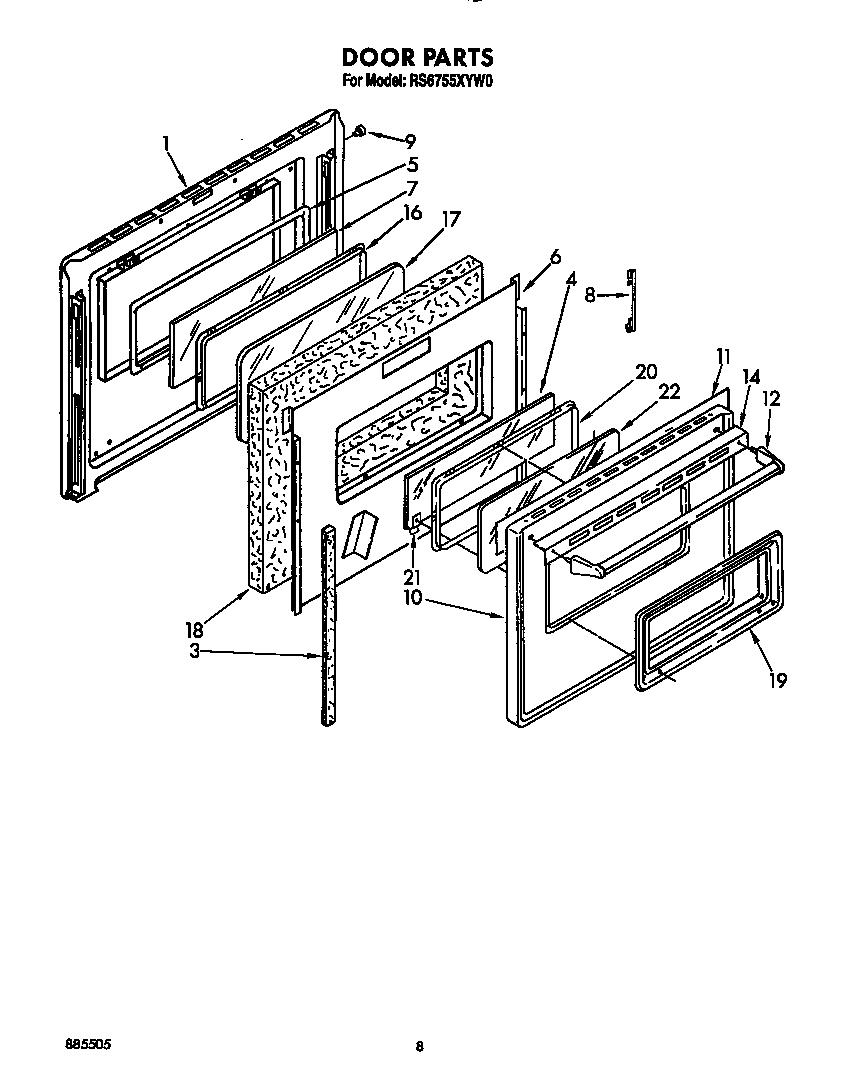 Whirlpool RS6755XYW0 door diagram