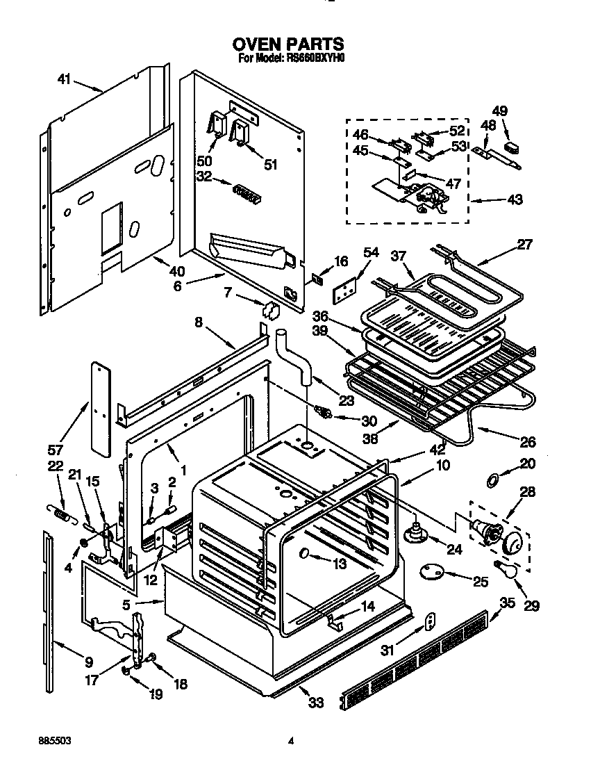 Whirlpool RS660BXYH0 oven diagram