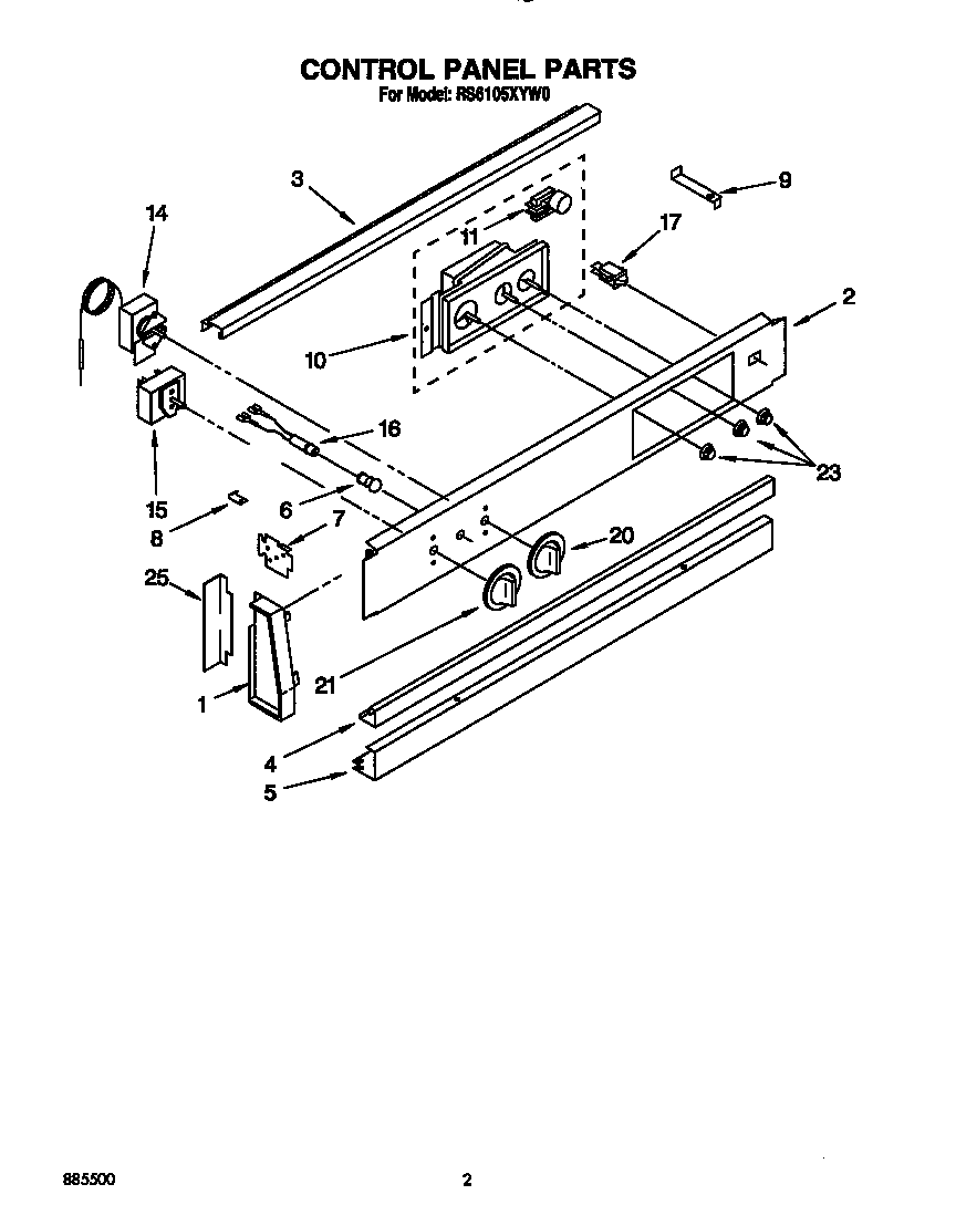 Whirlpool RS6105XYW0 control panel diagram
