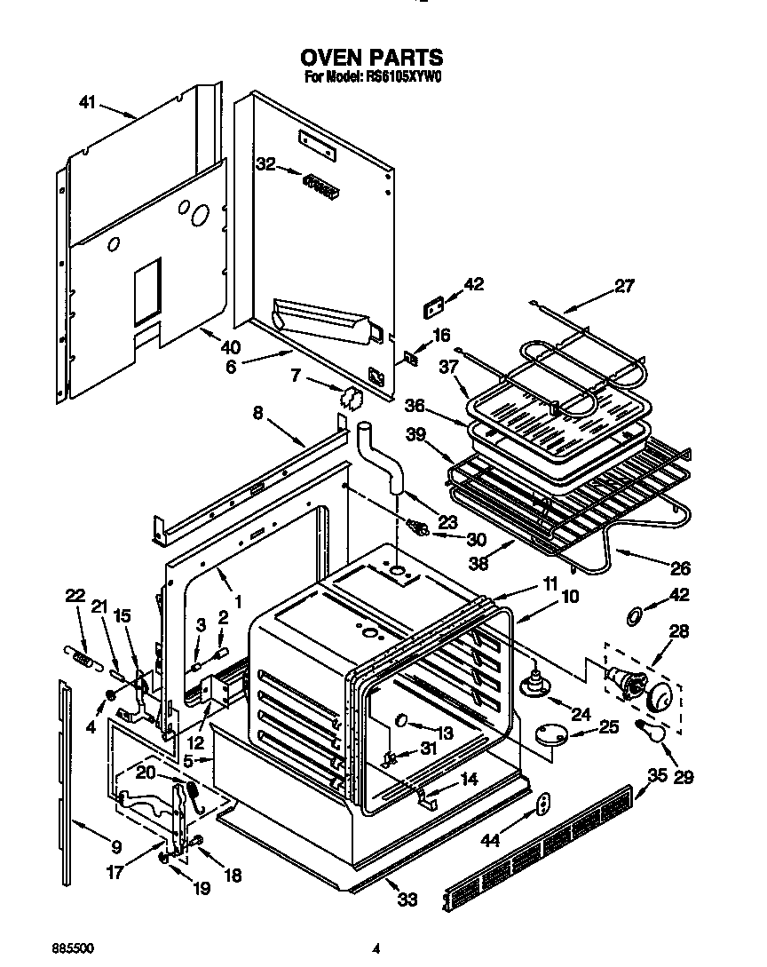 Whirlpool RS6105XYW0 oven diagram