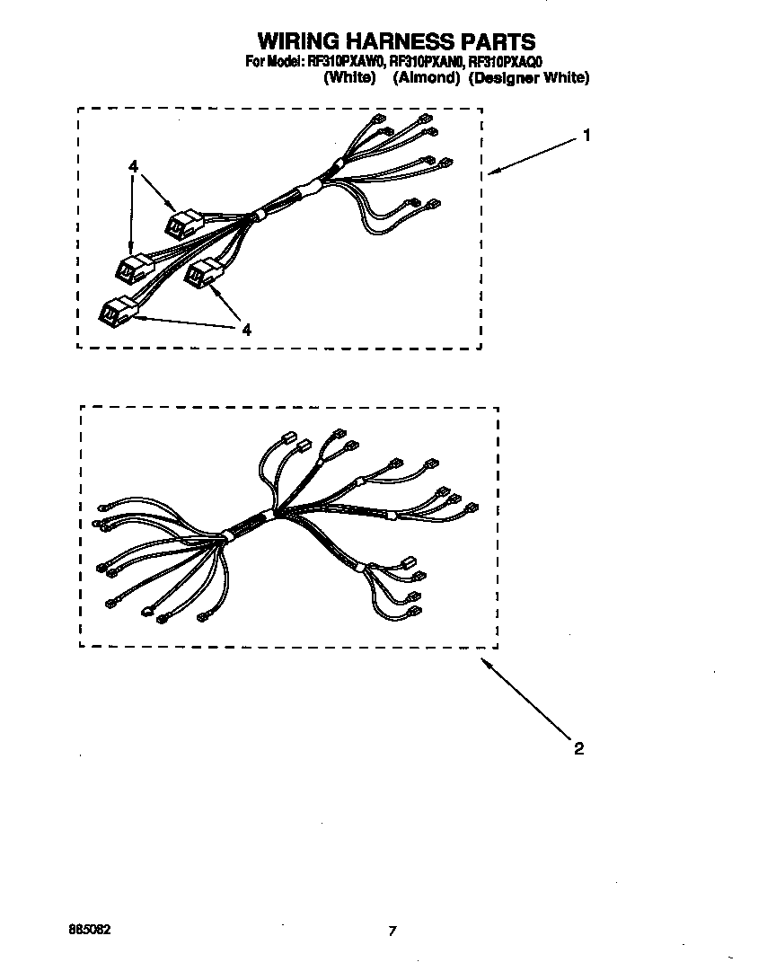 Whirlpool RF310PXAW0 wiring harness diagram
