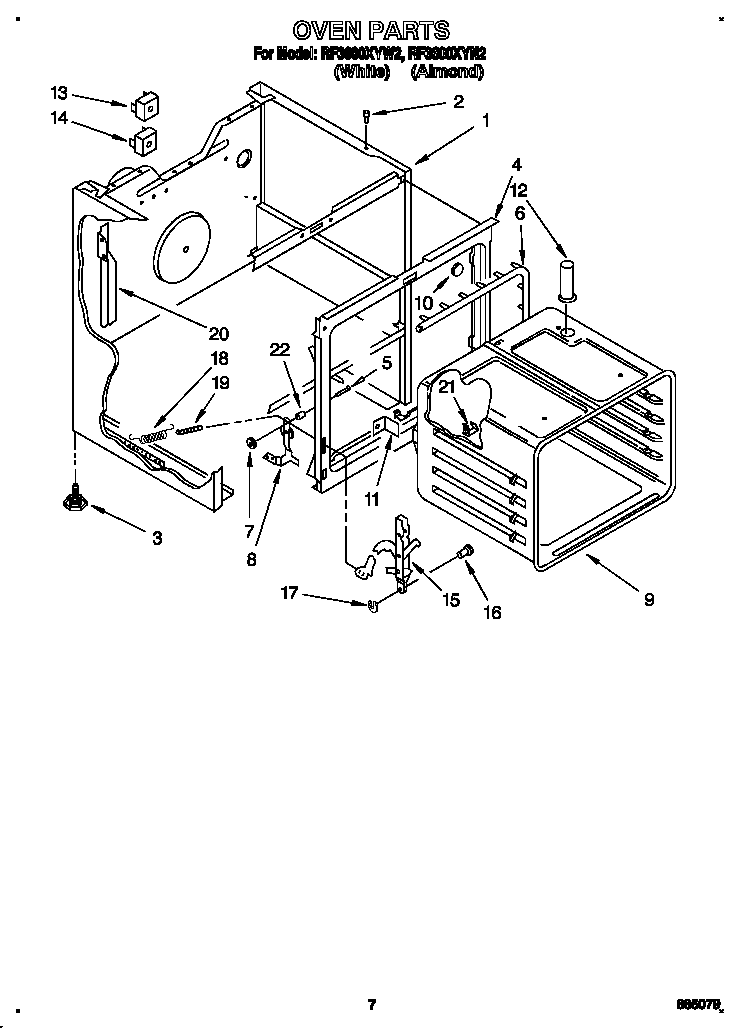 Whirlpool RF3600XYW2 oven diagram