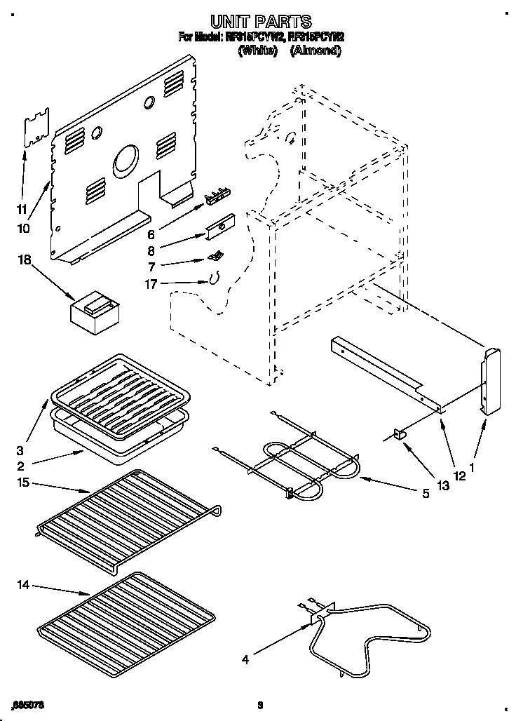 Whirlpool RF315PCYW2 unit diagram