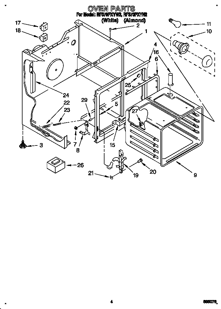 Whirlpool RF370PXYW2 oven diagram
