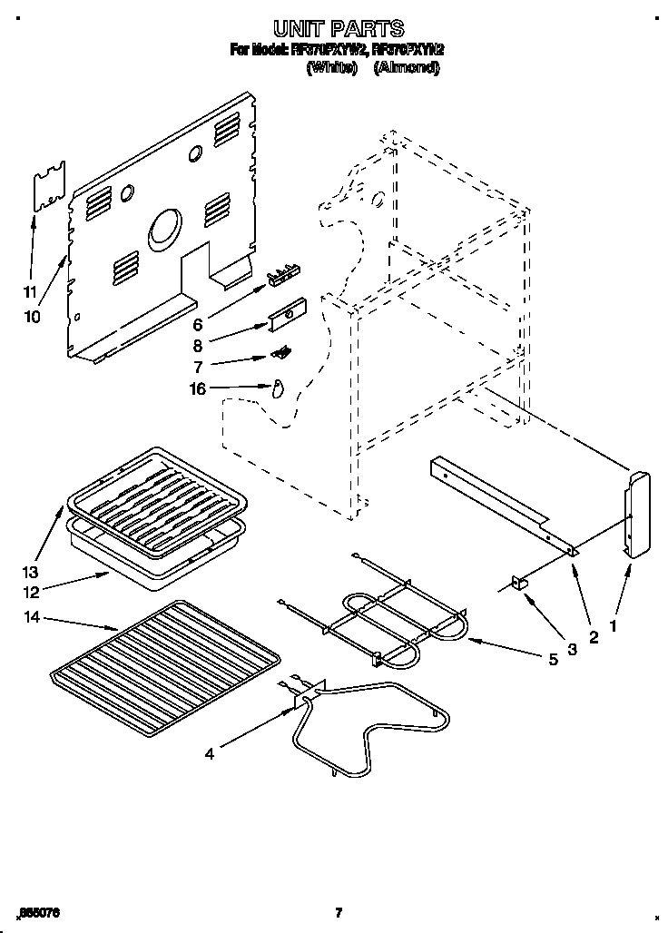 Whirlpool RF370PXYW2 unit diagram