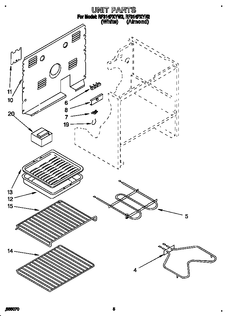 Whirlpool RF314PXYW2 unit diagram