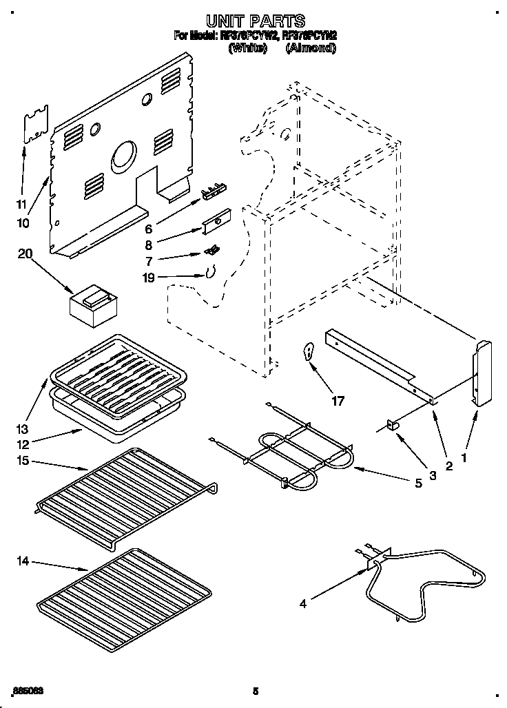 Whirlpool RF376PCYW2 unit diagram