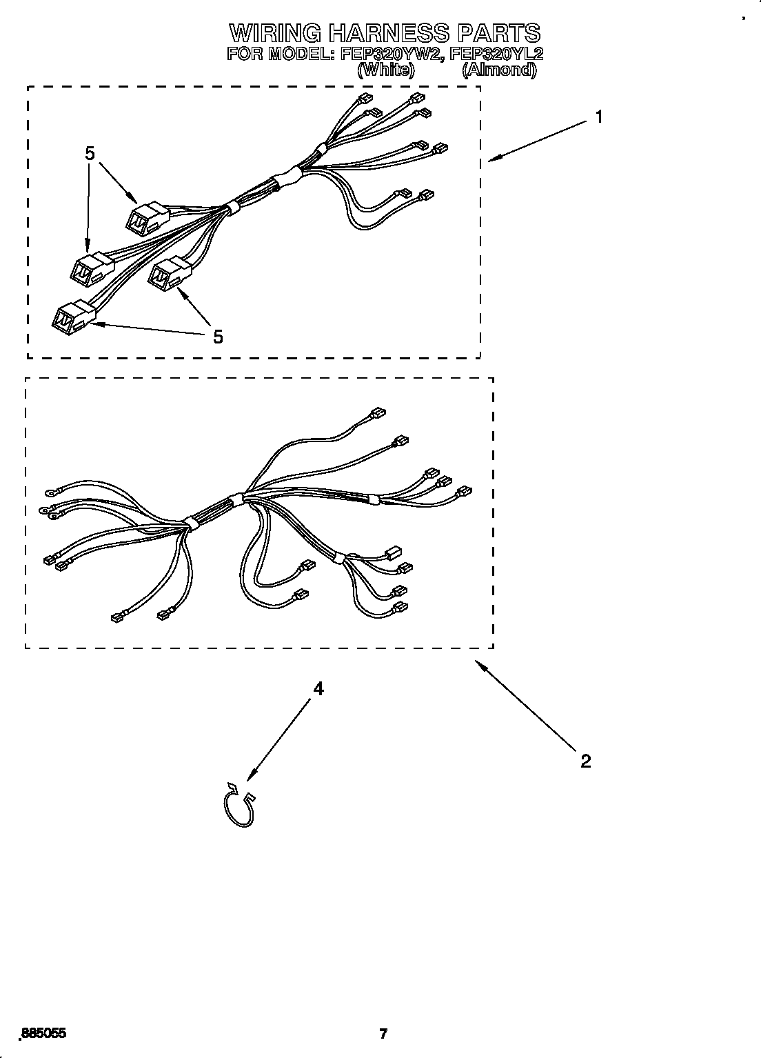 Roper FEP320YW2 wiring harness diagram