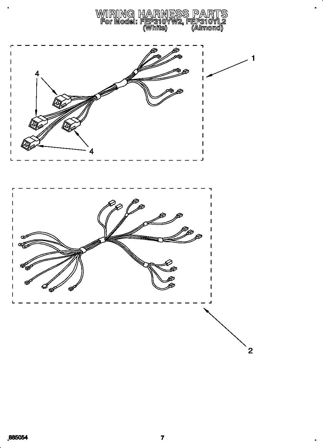 Roper FEP310YW2 wiring harness diagram