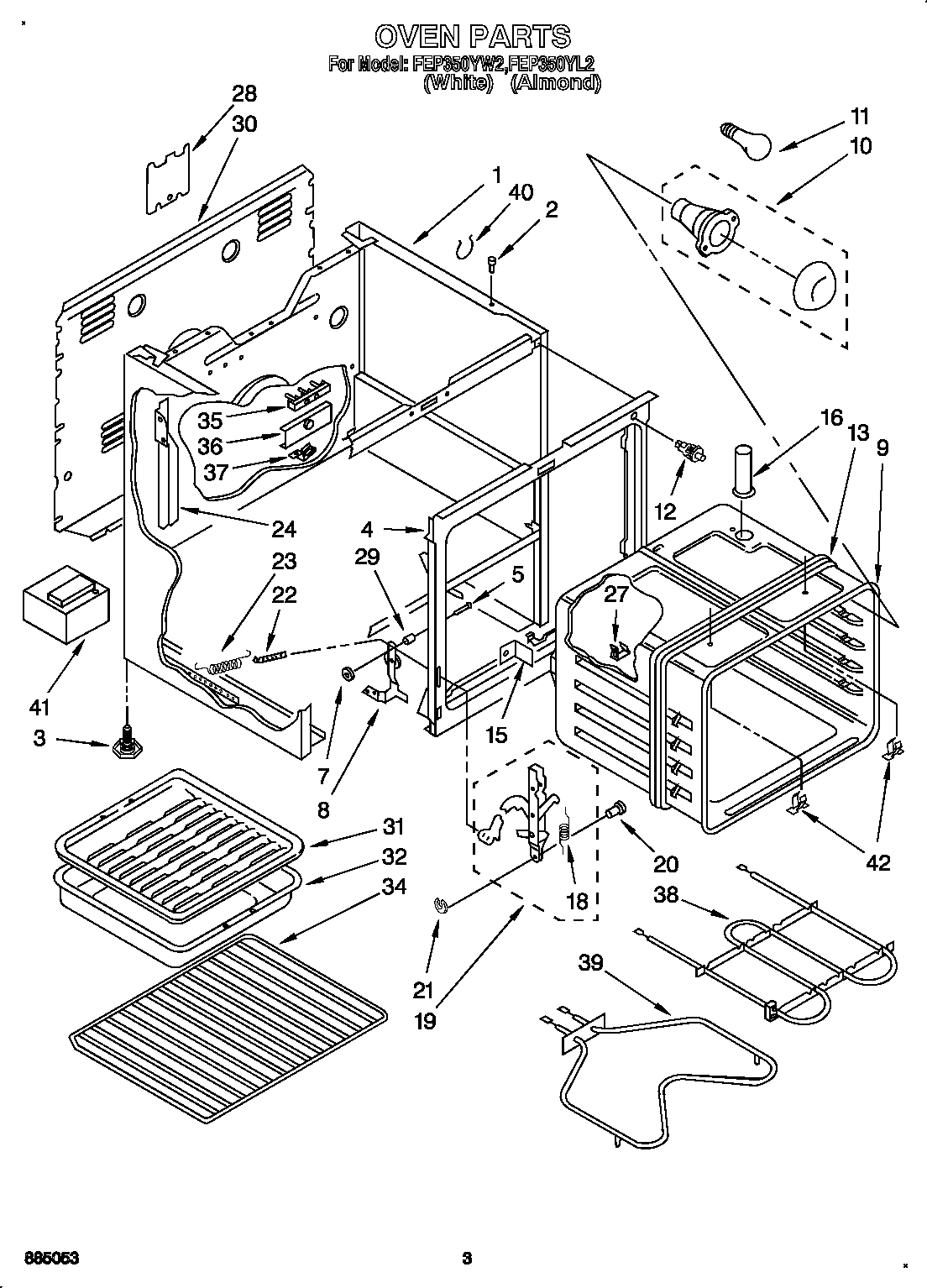 Roper FEP350YW2 oven diagram