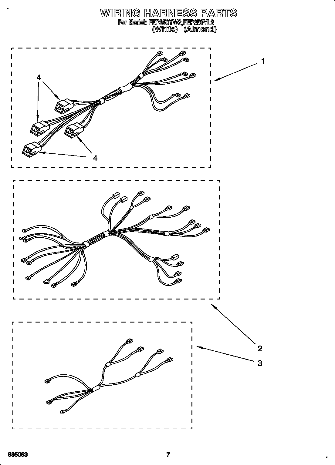 Roper FEP350YW2 wiring harness diagram