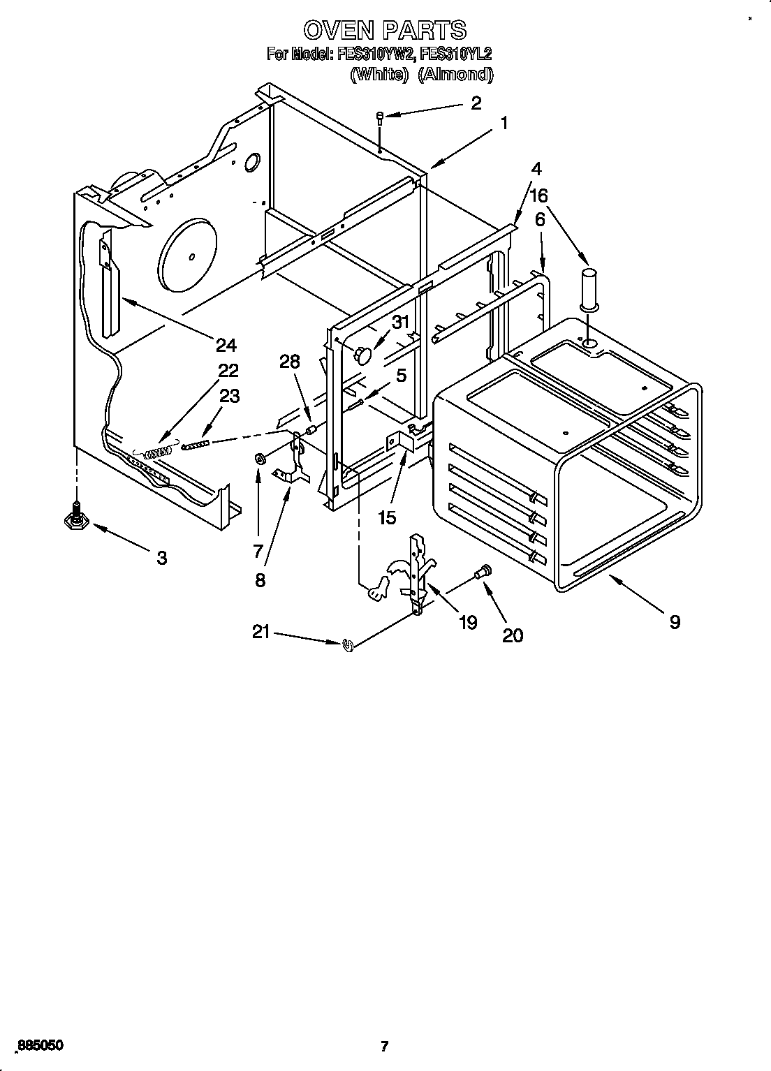 Roper FES310YW2 oven diagram