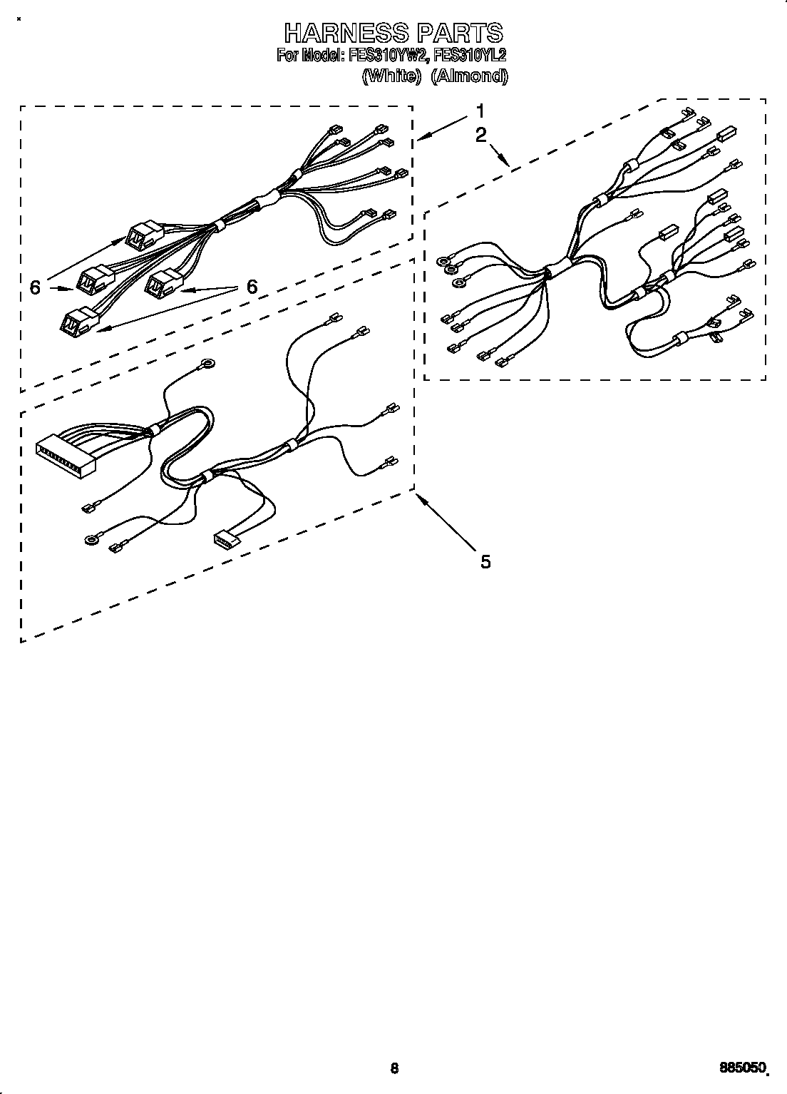 Roper FES310YW2 harness diagram