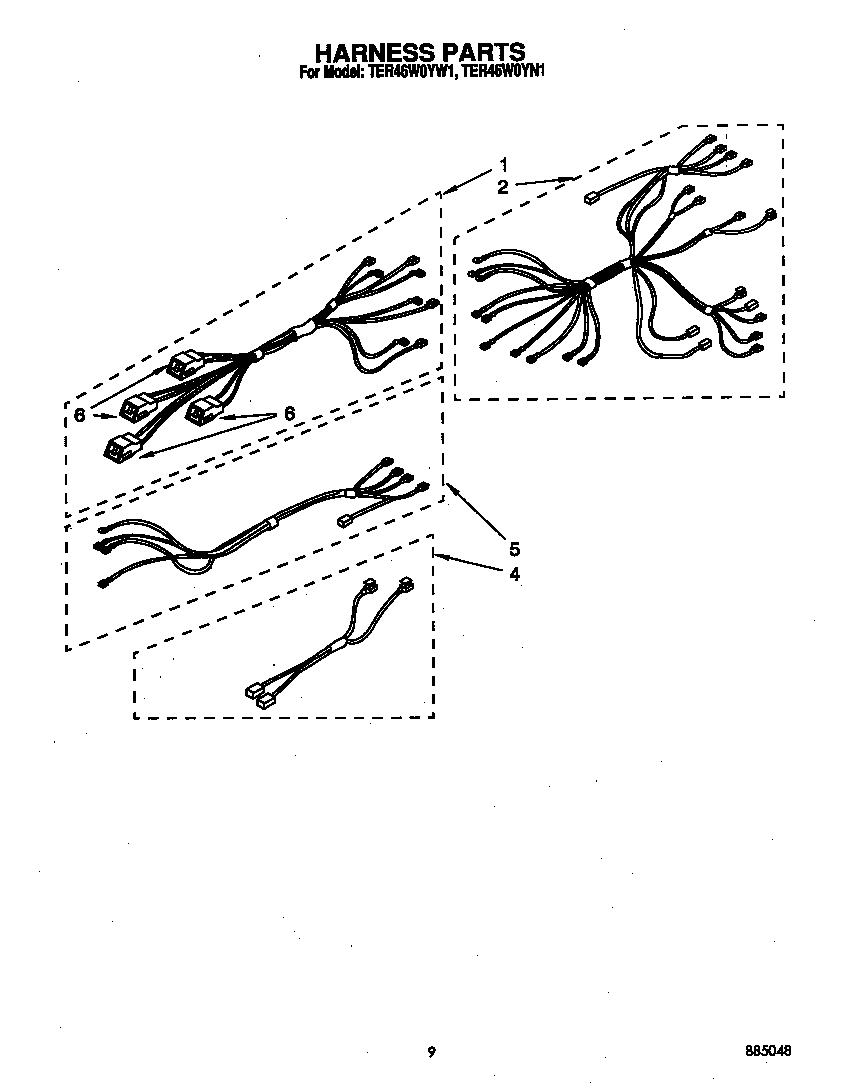 Whirlpool TER46W0YW1 wiring harness diagram