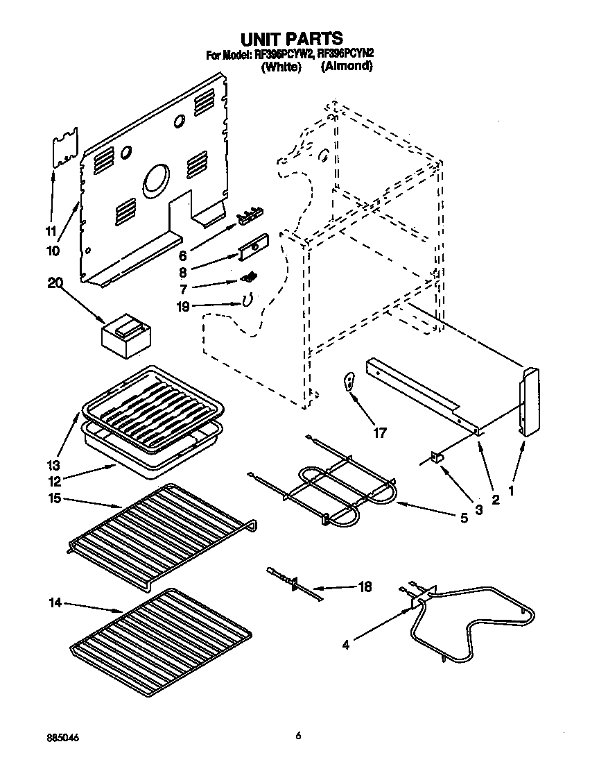 Whirlpool RF396PCYW2 unit diagram