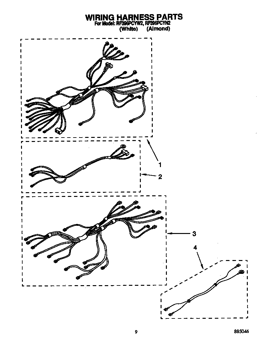 Whirlpool RF396PCYW2 wiring harness diagram