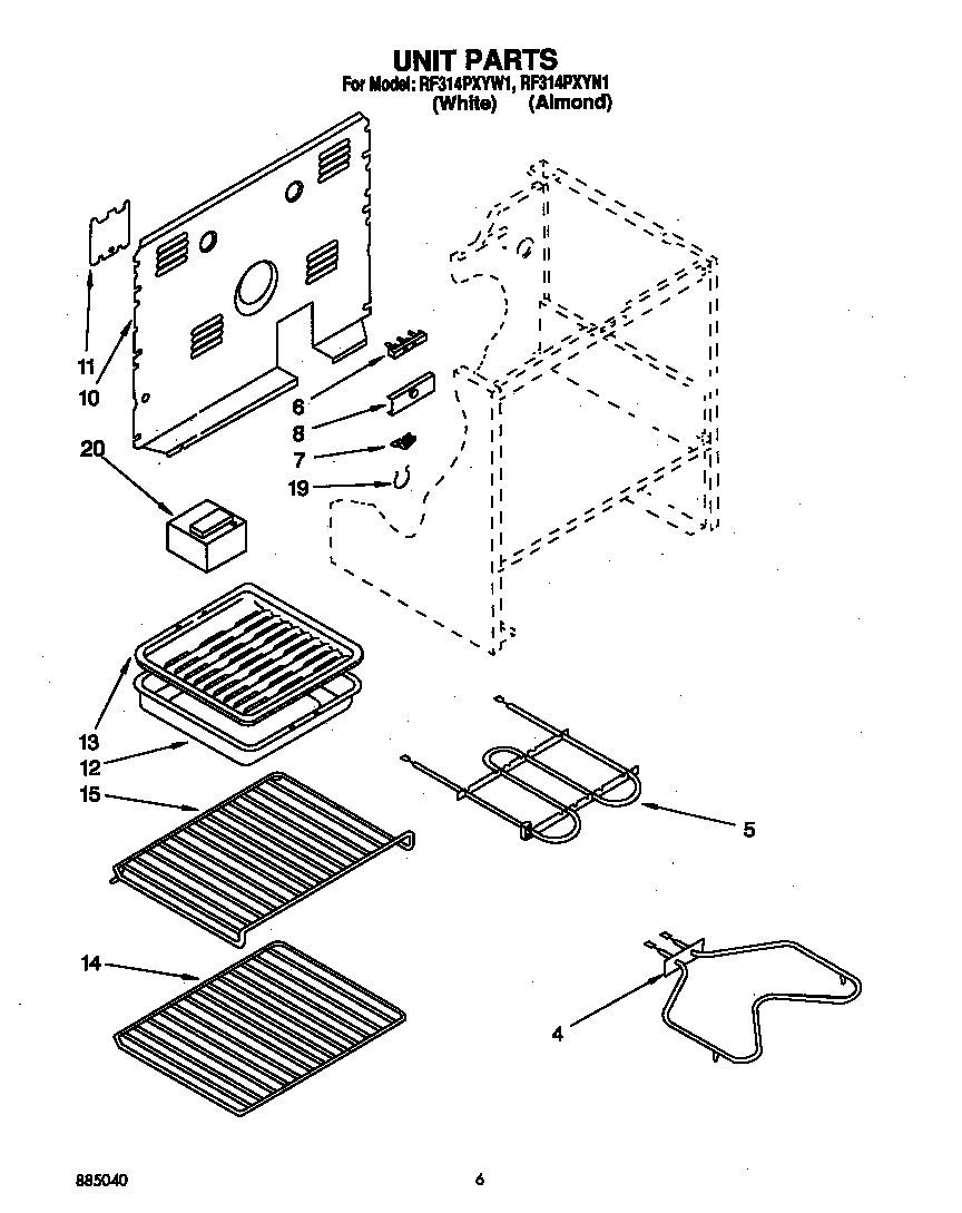 Whirlpool RF314PXYW1 unit diagram