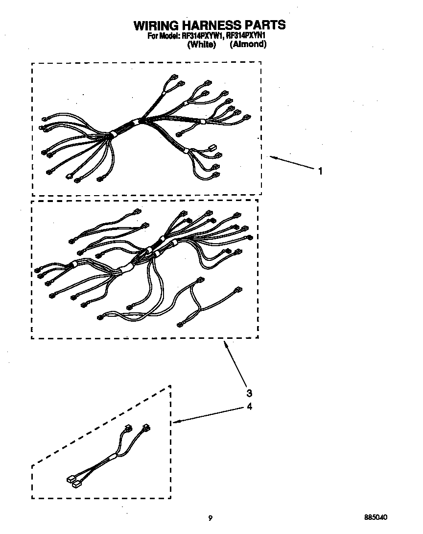 Whirlpool RF314PXYW1 wiring harness diagram