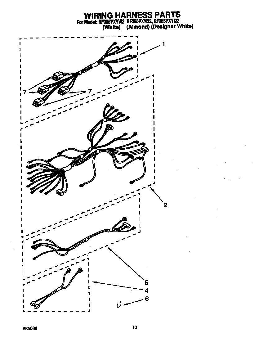 Whirlpool RF385PXYW2 wiring harness diagram